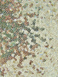Mini Disc Sequin Nylon Mesh Fabric / Shiny Light Gold / Sold By The Yard