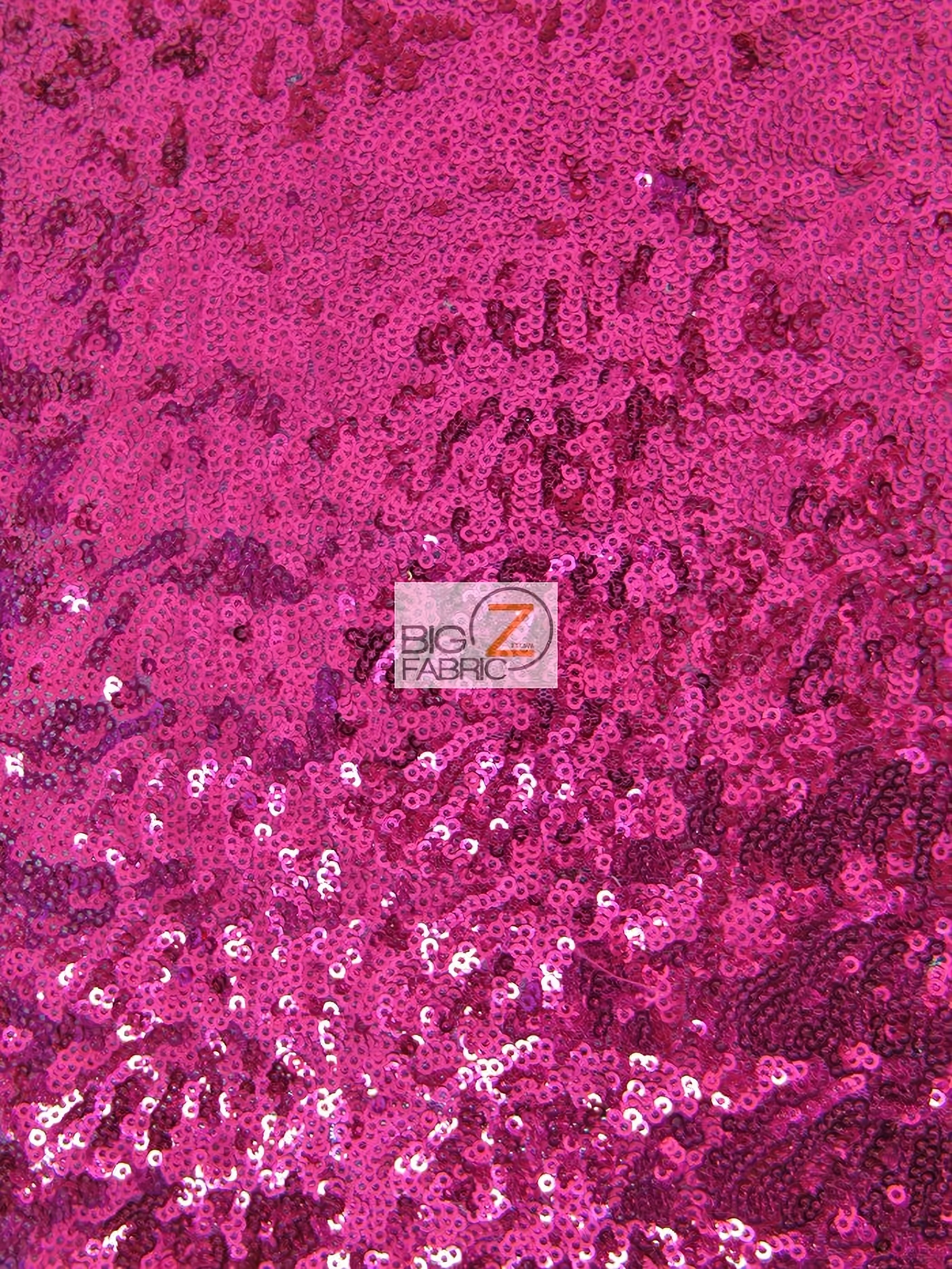 Mini Disc Sequin Nylon Mesh Fabric / Shiny Fuchsia / Sold By The Yard