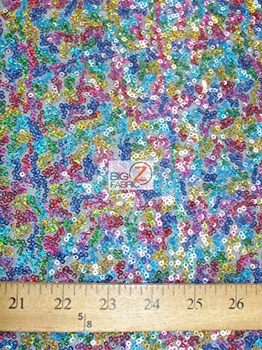 Mini Disc Sequin Nylon Mesh Fabric / Shiny Fuchsia / Sold By The Yard - 0