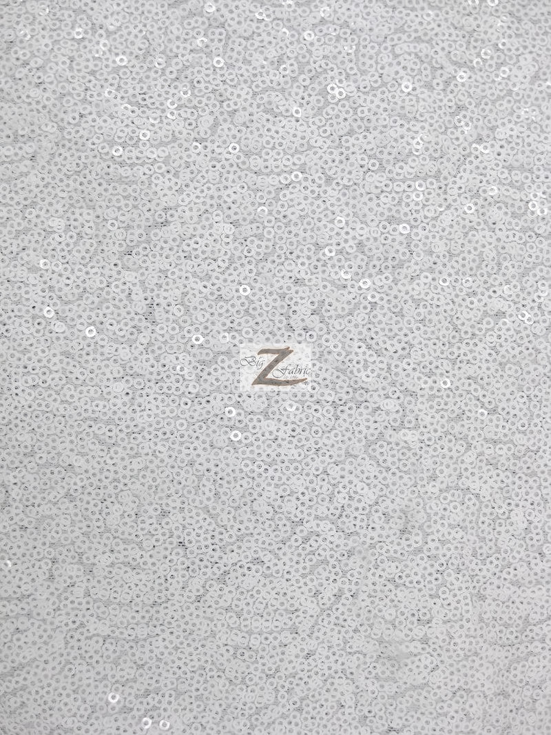 Mini Disc Sequin Nylon Mesh Fabric / Shiny White / Sold By The Yard