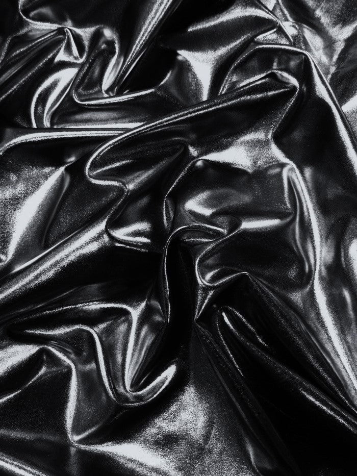 Metallic Foil Spandex Fabric / Black / Stretch Lycra Sold By The Yard