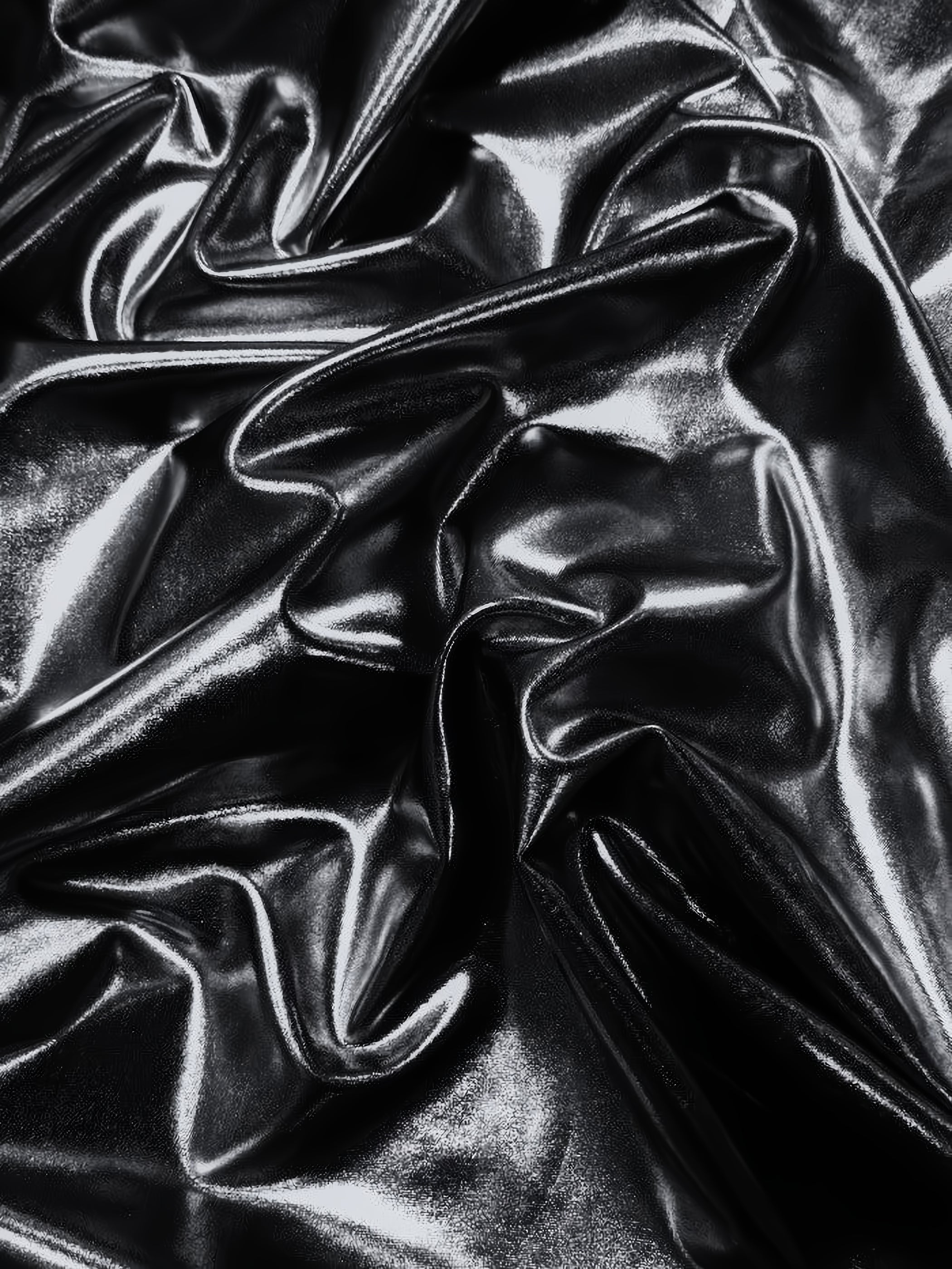 Metallic Foil Spandex Fabric / Black / Stretch Lycra Sold By The Yard