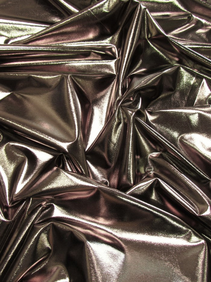 Metallic Foil Spandex Fabric / Brown / Stretch Lycra Sold By The Yard