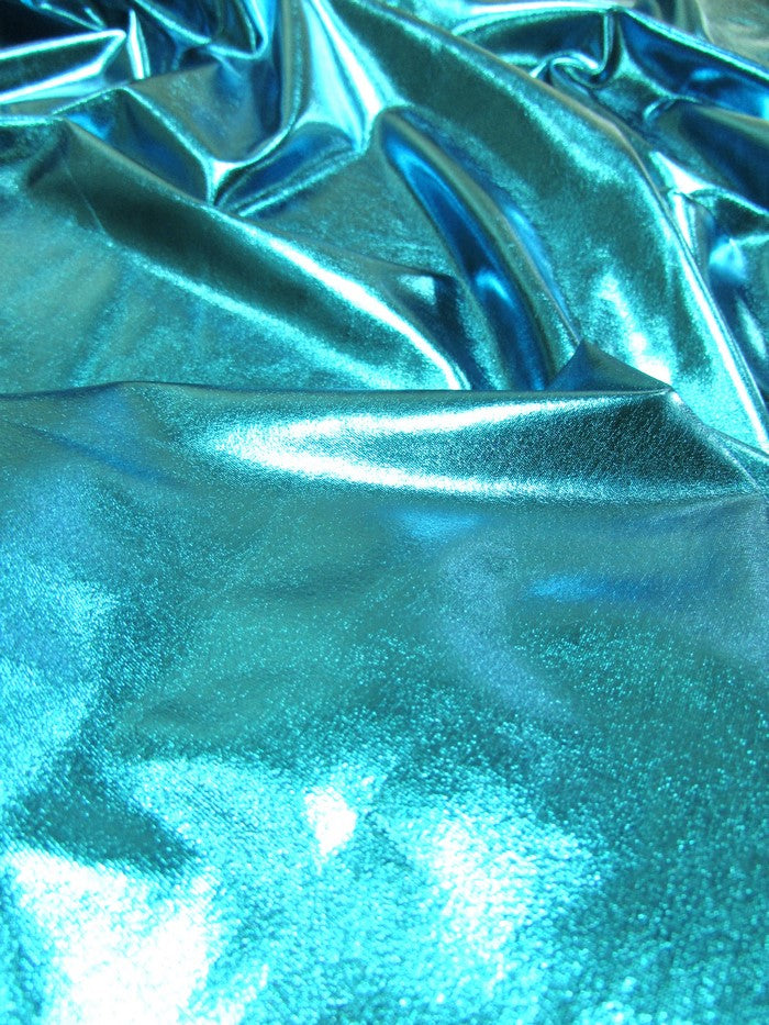 Metallic Foil Spandex Fabric / Green / Stretch Lycra Sold By The Yard