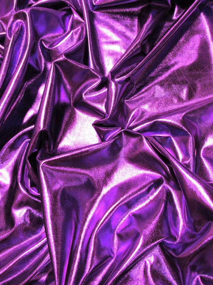 Metallic Foil Spandex Fabric / Purple / Stretch Lycra Sold By The Yard
