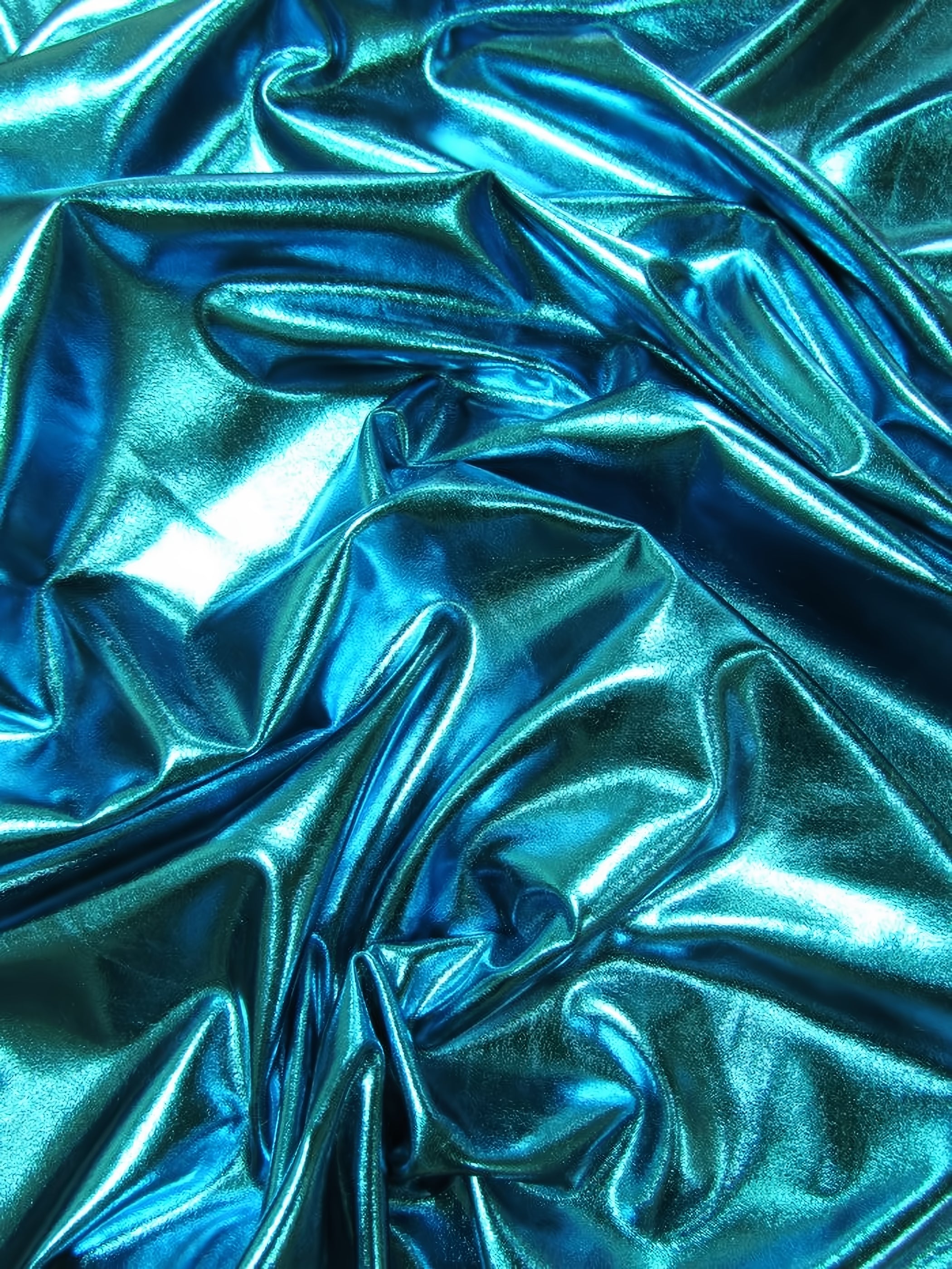 Metallic Foil Spandex Fabric / Turquoise / Stretch Lycra Sold By The Yard (Second Quality Goods)