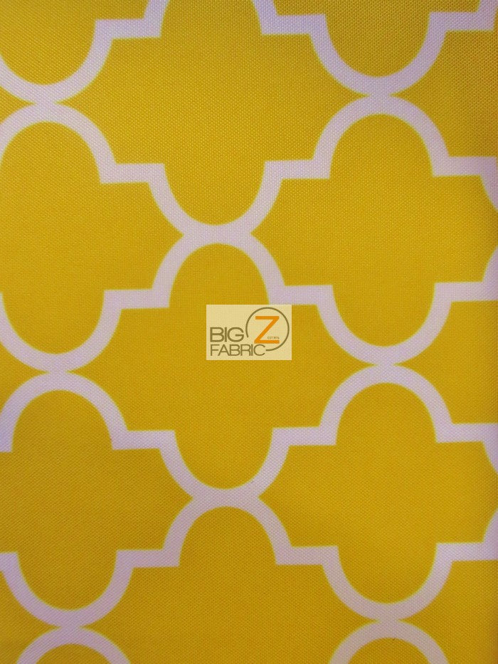 Moroccan Quatrefoil Canvas Outdoor Waterproof Fabric / Yellow / Sold By The Yard