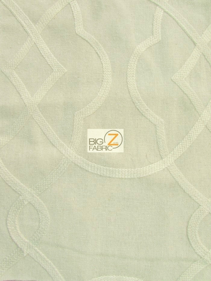 Modern Trellis Poly Linen Blend Upholstery Fabric / Pearl White / Sold By The Yard