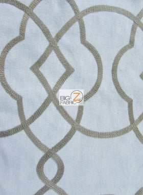 Modern Trellis Poly Linen Blend Upholstery Fabric / Rustic Khaki / Sold By The Yard