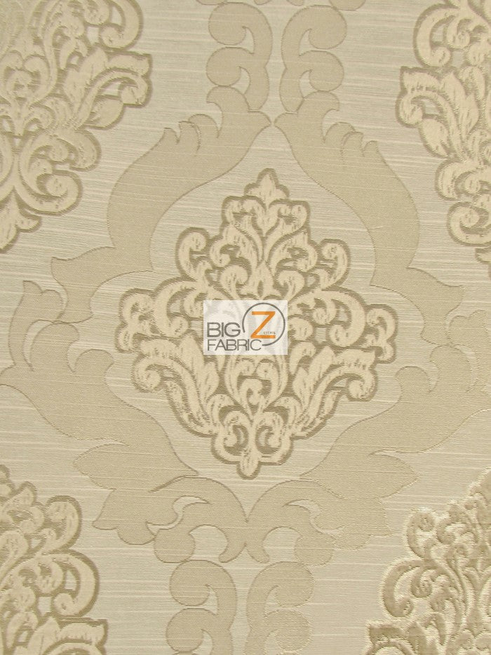 Medieval 2 Tone Damask Upholstery Fabric / Latte / Sold By The Yard