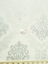 Medieval 2 Tone Damask Upholstery Fabric / Pearl / Sold By The Yard