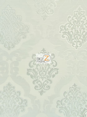 Medieval 2 Tone Damask Upholstery Fabric / Snow / Sold By The Yard