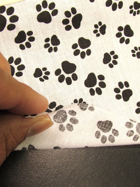 Poly Cotton Printed Fabric Animal Paws / Black/White Paws / Sold By The Yard - 0