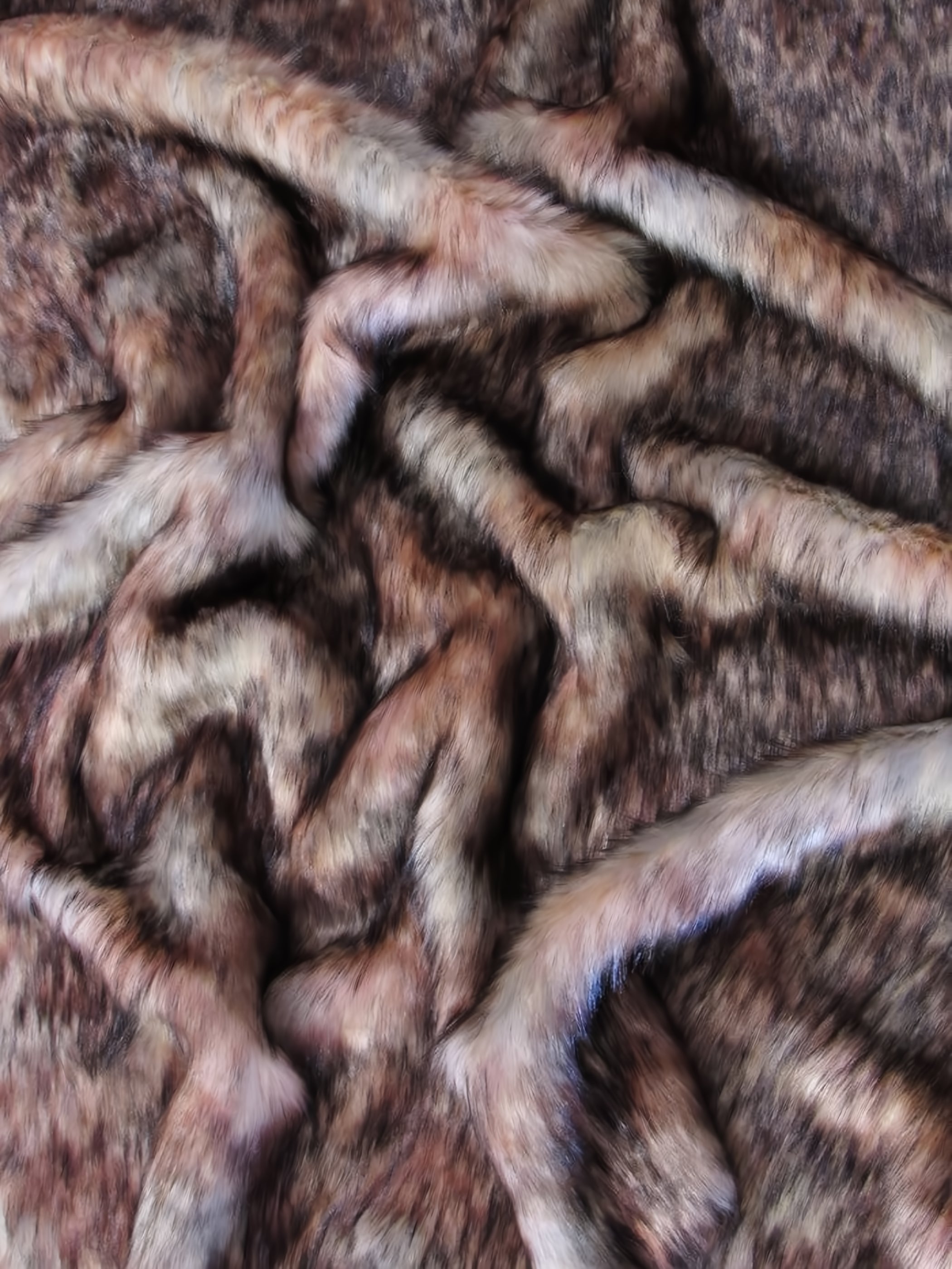 Apollo Wolf Pink Animal Long Pile Faux Fur Fabric / Sold By The Yard