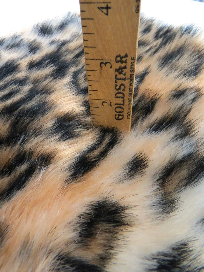 Snow Leopard Brown Leopard Cheetah Animal Long Pile Fabric / Sold By The Yard-2