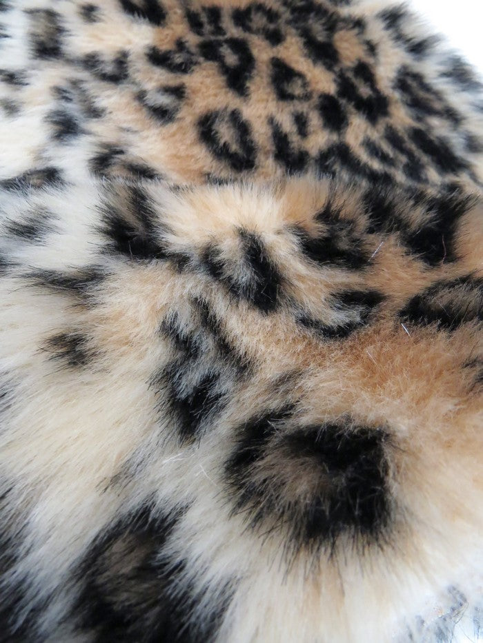 Snow Leopard Brown Leopard Cheetah Animal Long Pile Fabric / Sold By The Yard-3