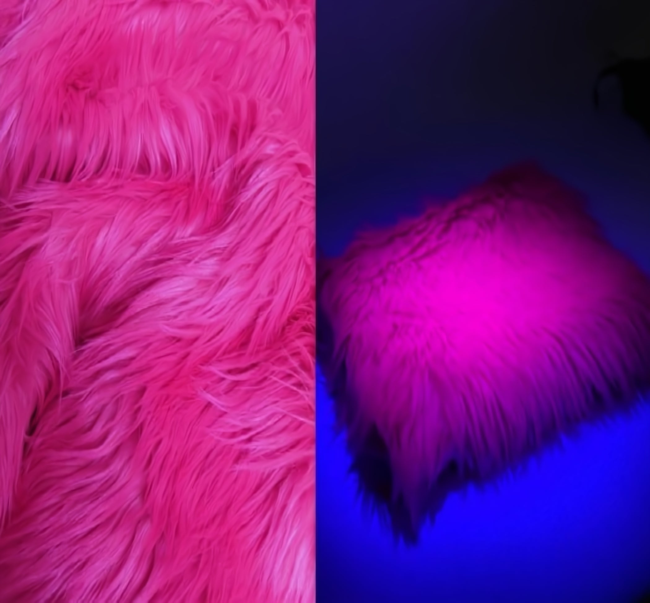 Neon Pink UV Reactive Solid Shaggy Faux Fur Fabric / Sold By The Yard