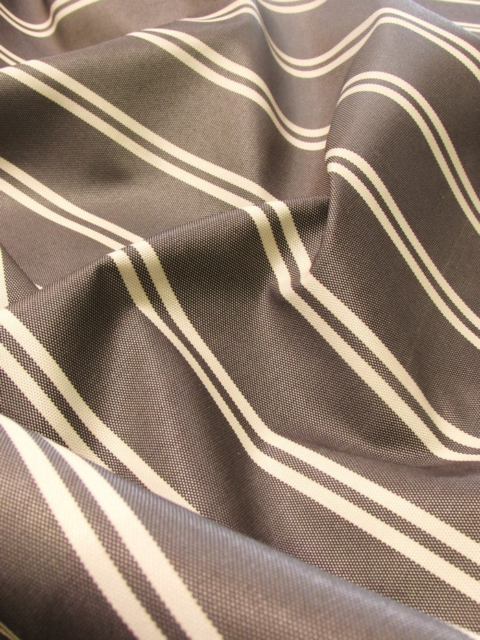 Oxford Stripe Outdoor Canvas Waterproof Fabric / Brown / Sold By The Yard