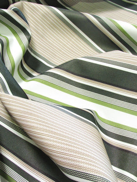 Oxford Stripe Outdoor Canvas Waterproof Fabric / Green / Sold By The Yard