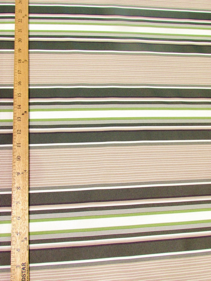 Oxford Stripe Outdoor Canvas Waterproof Fabric / Green / Sold By The Yard - 0