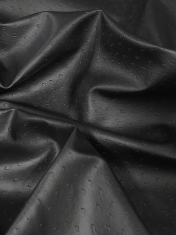 Black Vinyl Embossed Ostrich Fabric / Sold By The Yard Closeout!!