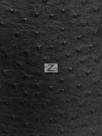 Vinyl Faux Fake Leather Pleather Embossed Ostrich Fabric / Black / By The Roll - 30 Yards