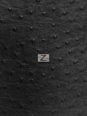 Vinyl Faux Fake Leather Pleather Embossed Ostrich Fabric / Black / By The Roll - 30 Yards