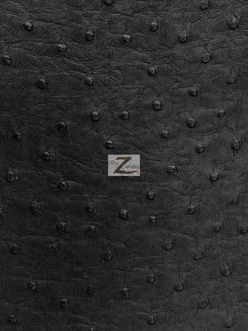 Vinyl Faux Fake Leather Pleather Embossed Ostrich Fabric / Black / By The Roll - 30 Yards