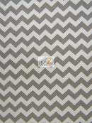 Poly Cotton Fabric .4" Zig Zag Chevron / Gray/White / 50 Yard Bolt-1