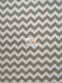 Poly Cotton Fabric .4" Zig Zag Chevron / Gray/White / 50 Yard Bolt