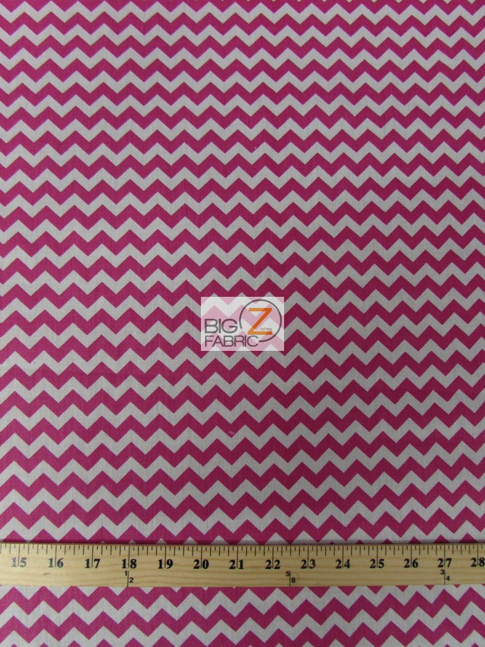 Poly Cotton Fabric .4" Zig Zag Chevron / Pink/White / 50 Yard Bolt