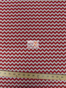 Poly Cotton Fabric .4" Zig Zag Chevron / Red/White / 50 Yard Bolt-1
