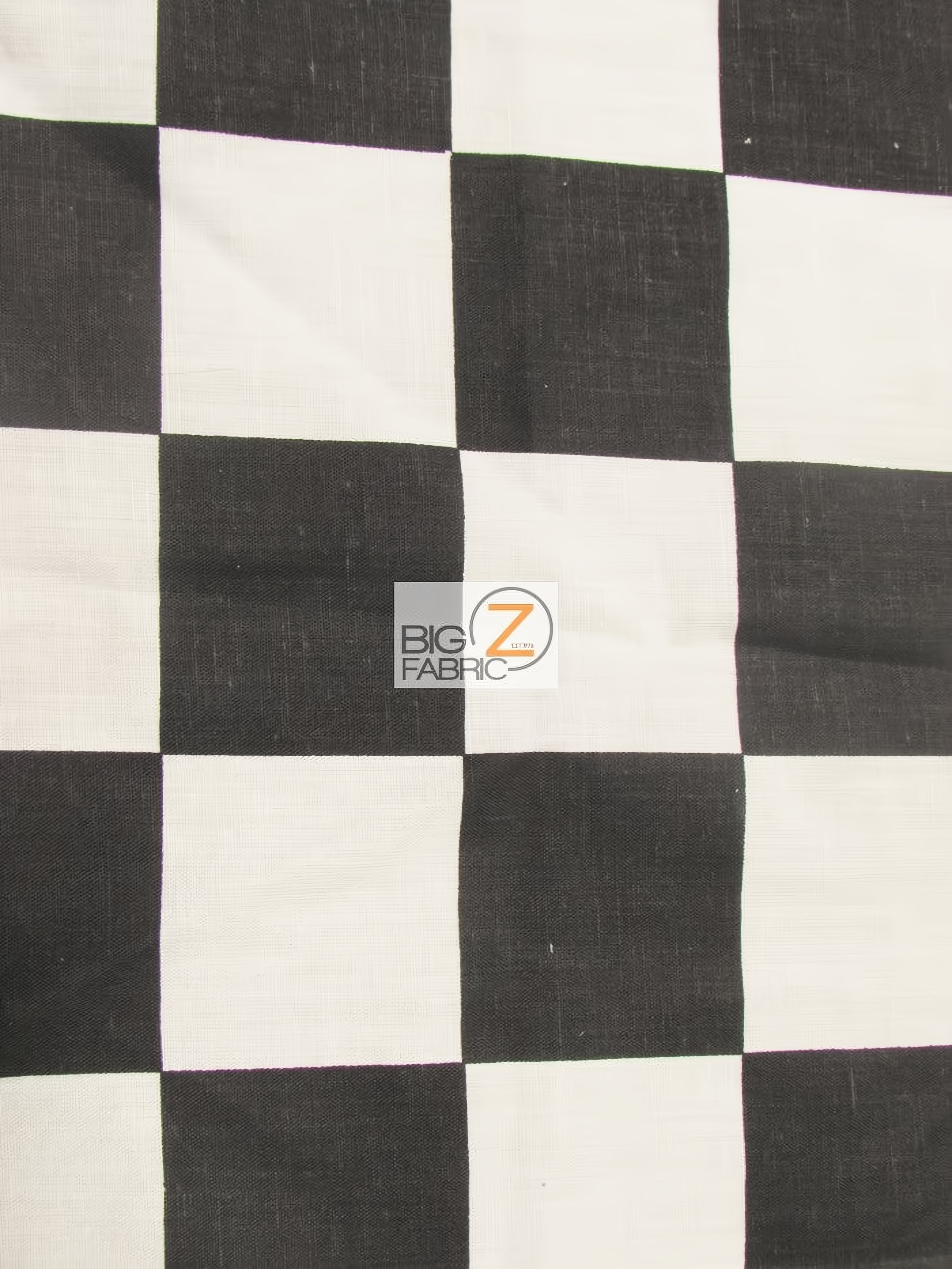 Poly Cotton Printed Fabric Square Checkered / Giant Black/White / Sold By The Yard