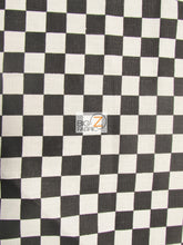 Poly Cotton Printed Fabric Square Checkered / Mini Black/White / Sold By The Yard