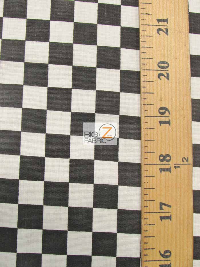 Poly Cotton Printed Fabric Square Checkered / Mini Black/White / Sold By The Yard - 0