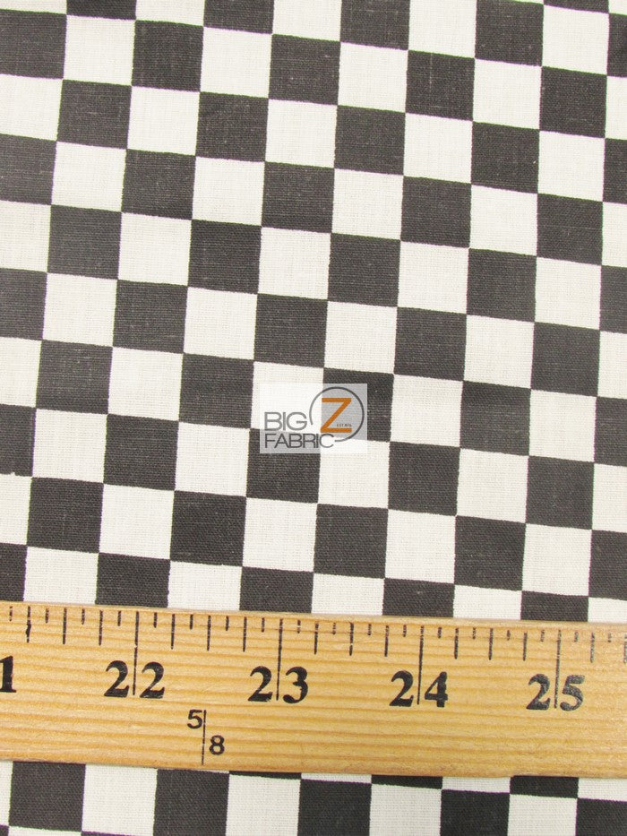Poly Cotton Printed Fabric Square Checkered / Mini Black/White / Sold By The Yard