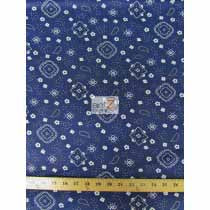 Poly Cotton Printed Fabric Paisley Bandana / Navy Blue / 50 Yard Bolt