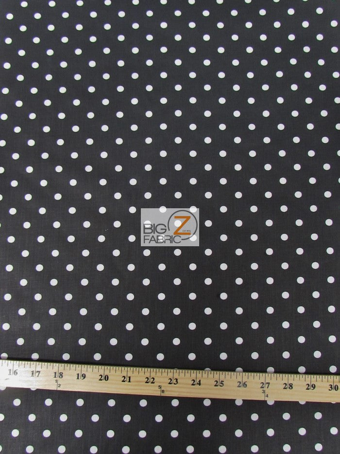 Poly Cotton Printed Fabric Small Polka Dots / Black/White Dots / Sold By The Yard