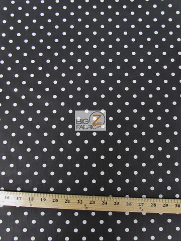Poly Cotton Printed Fabric Small Polka Dots / Black/White Dots / Sold By The Yard