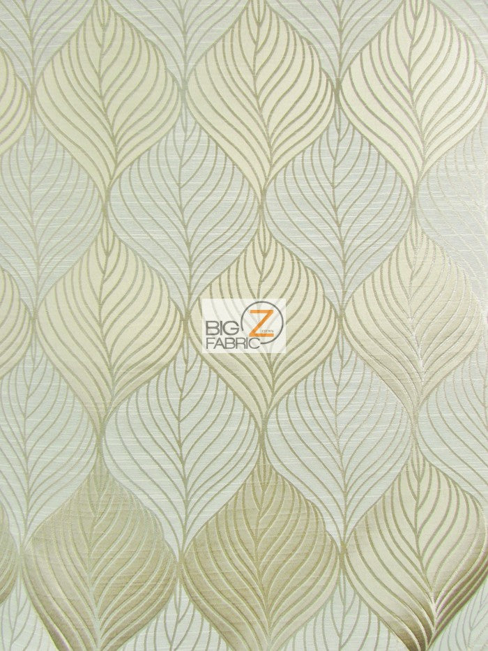 Peacock Leaf Floral Upholstery Fabric / Latte / Sold By The Yard-1