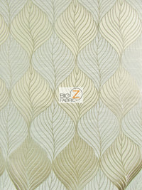 Peacock Leaf Floral Upholstery Fabric / Latte / Sold By The Yard