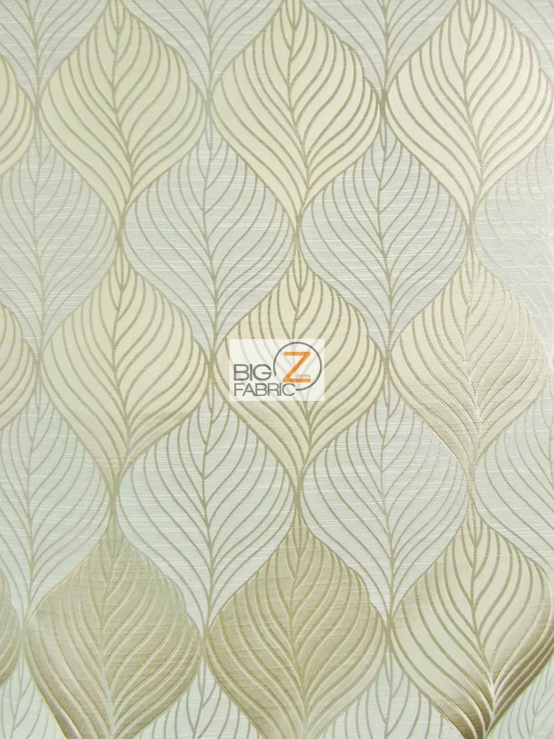 Peacock Leaf Floral Upholstery Fabric / Latte / Sold By The Yard