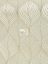 Peacock Leaf Floral Upholstery Fabric / Pearl / Sold By The Yard