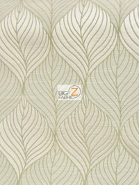 Peacock Leaf Floral Upholstery Fabric / Pearl / Sold By The Yard