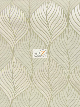 Peacock Leaf Floral Upholstery Fabric / Pearl / Sold By The Yard