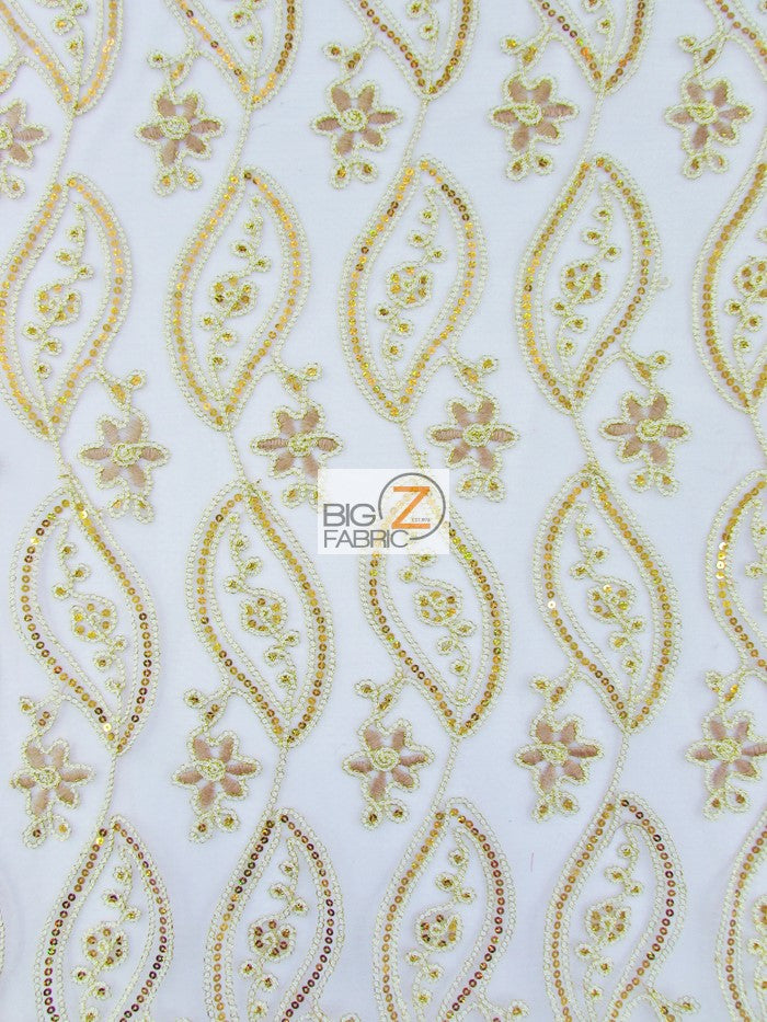 Petal Mesh Sequin Fabric / Gold / Sold By The Yard