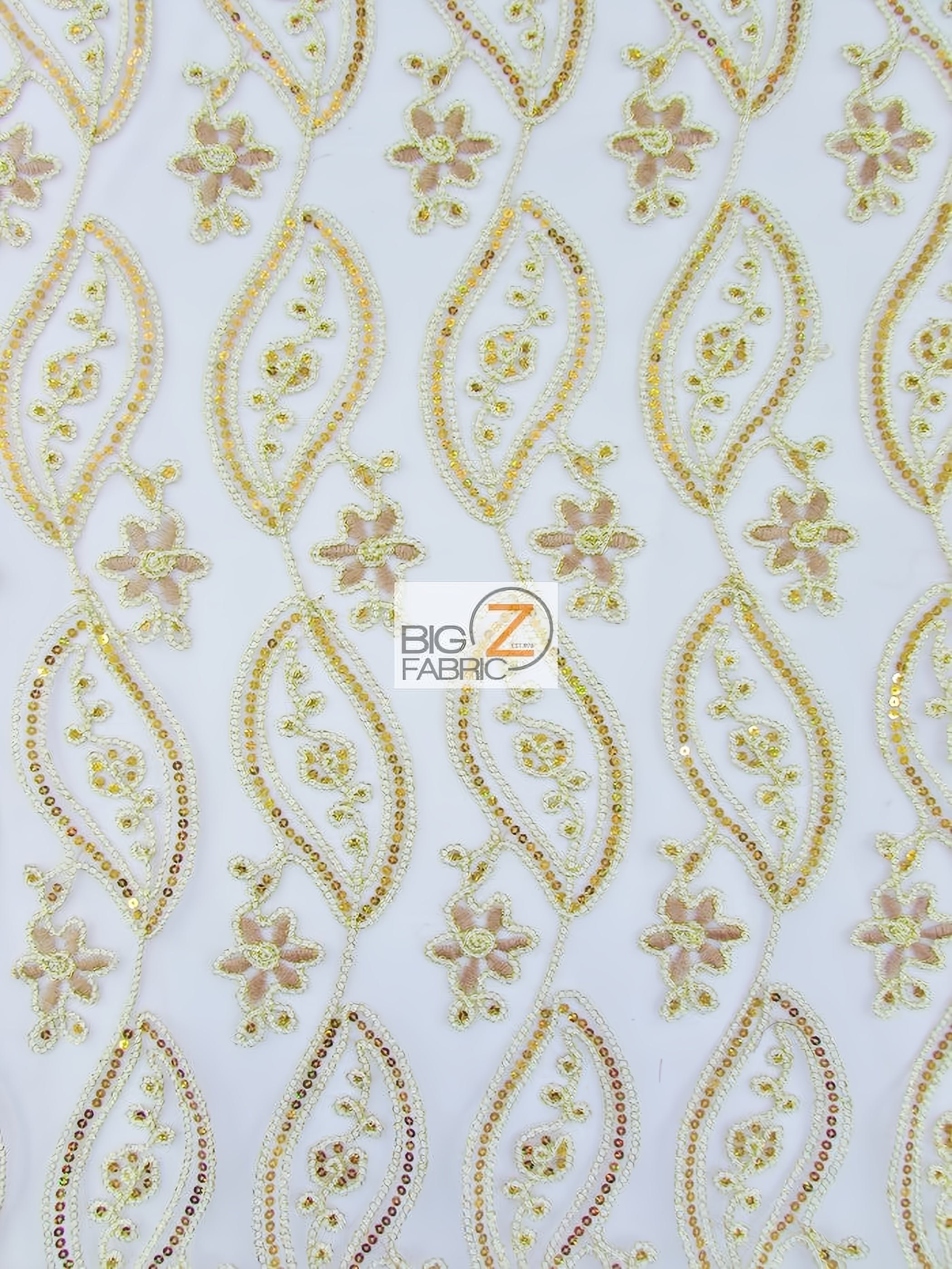 Petal Mesh Sequin Fabric / Gold / Sold By The Yard