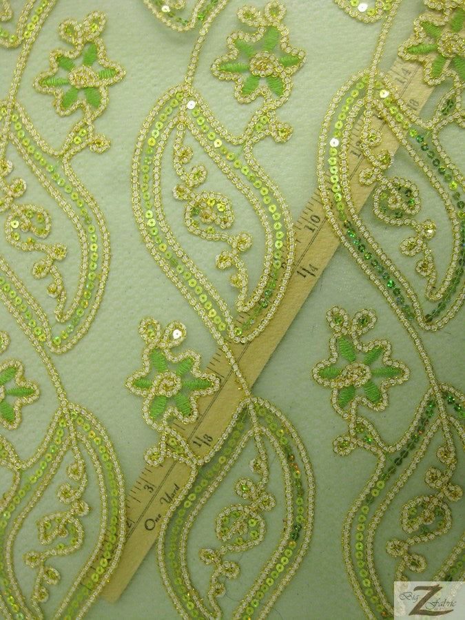 Petal Mesh Sequin Fabric / Gold / Sold By The Yard - 0