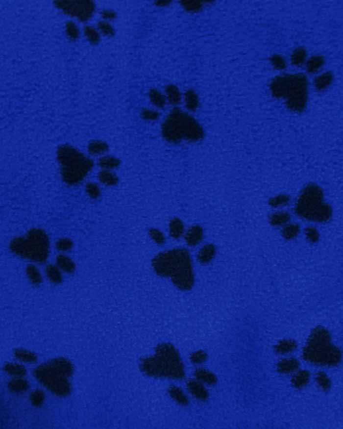 Fleece Printed Fabric Animal Paw / Blue/Black Paws / Sold By The Yard