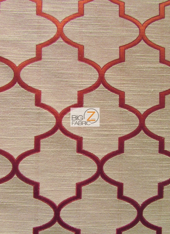 Persian Quatrefoil Upholstery Fabric / Ruby / Sold By The Yard